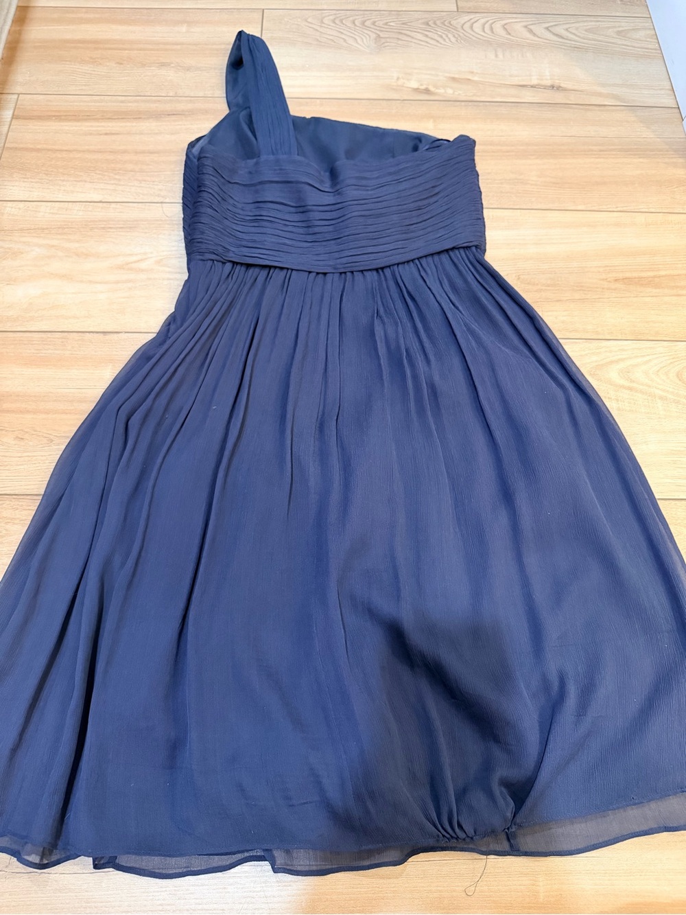 J. Crew One-Shoulder Navy Chiffon Dress - Picture 2 of 3